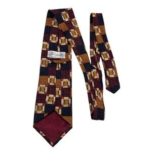 Fratelli Silk Necktie Geometric Pattern‎ Hand Made in Italy Mens Formal Tie